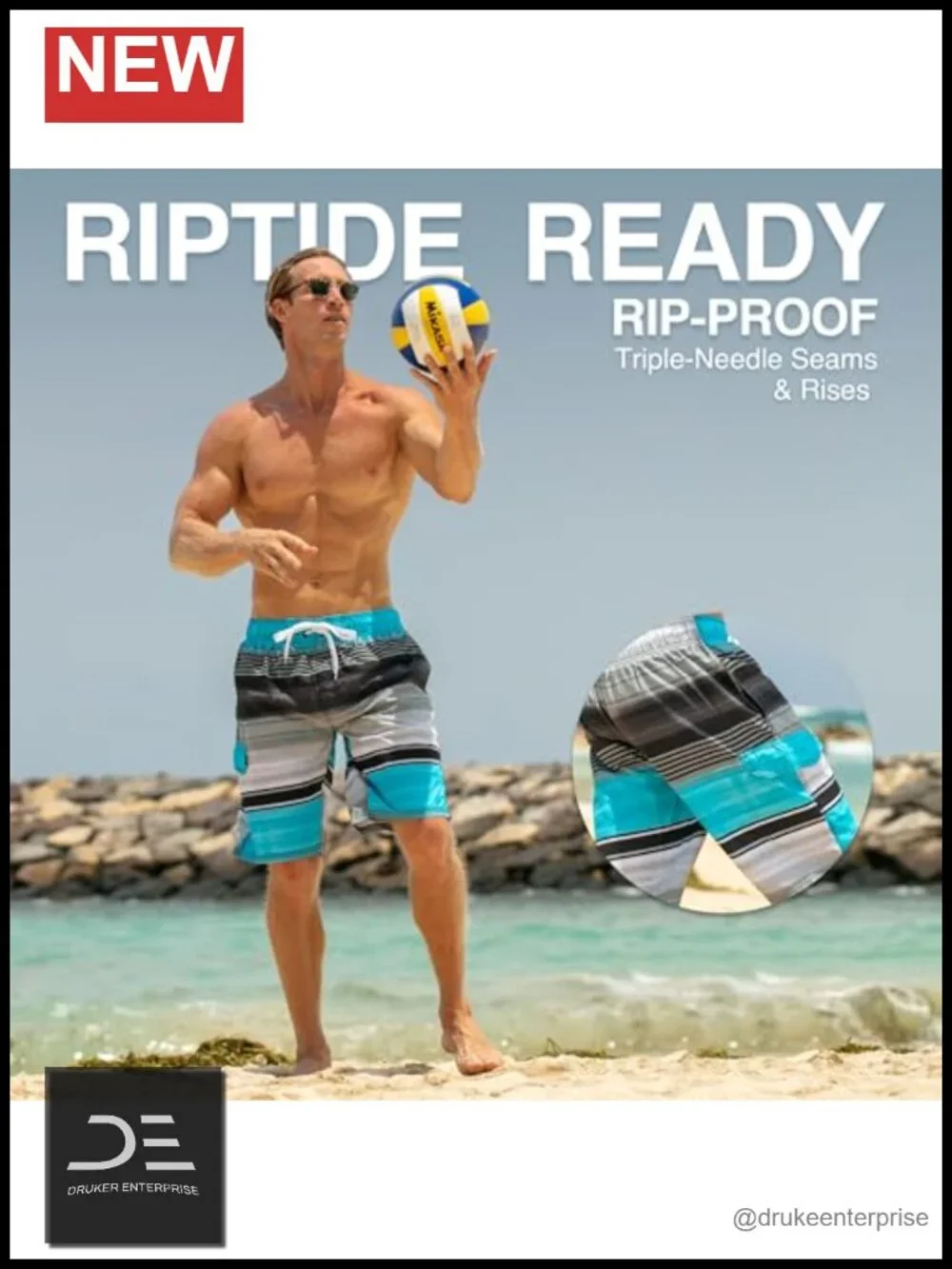 Mens Quick-Dry 9-Inch Swim Trunks UPF 50+